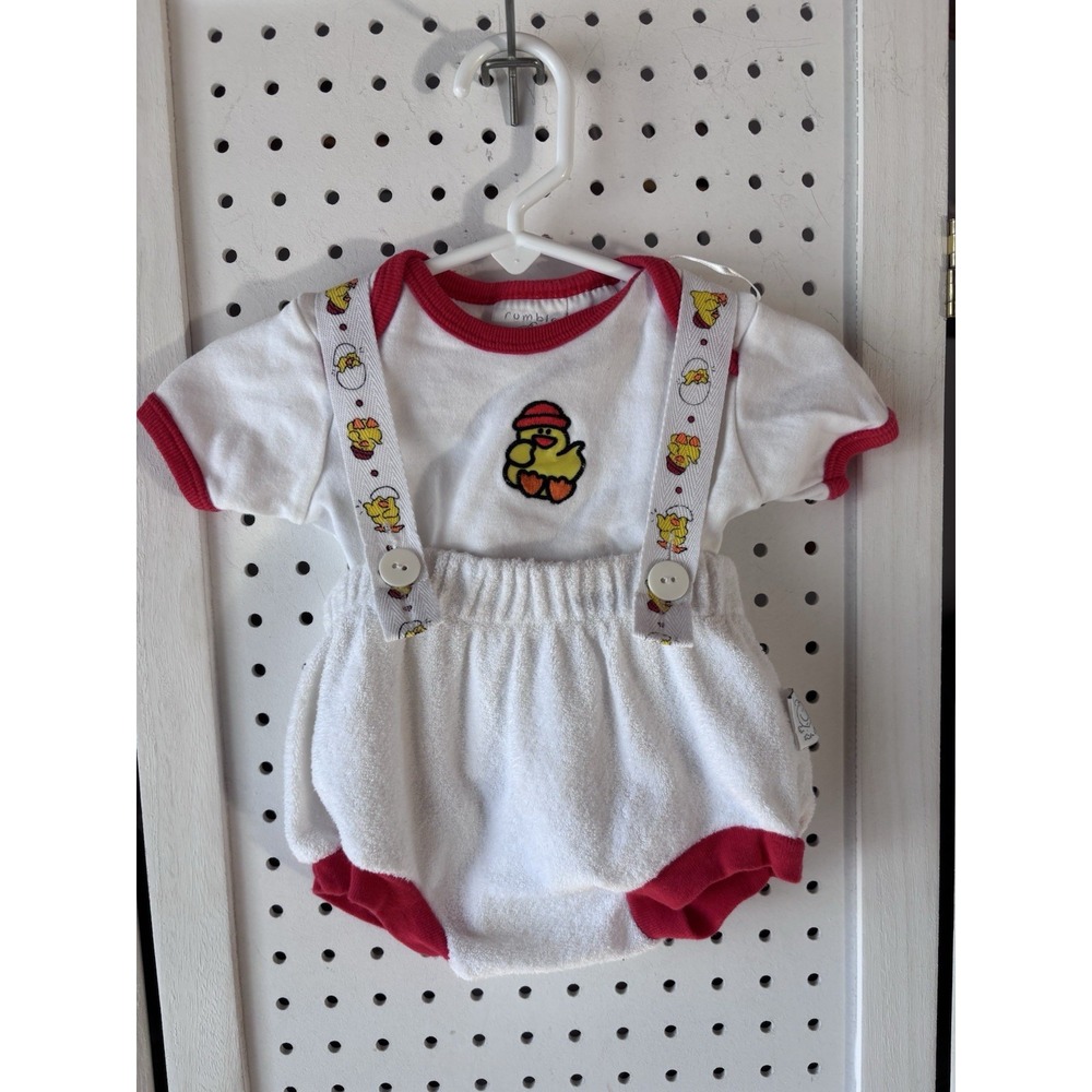 VTG Rumble Tumble Baby 3-6m Cotton Ducky Terry Overall Romper & Tee Unisex Baby